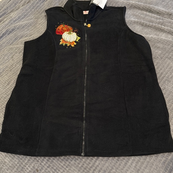 Fall Pumpkin Fleece Vest - New WT - Picture 2 of 5